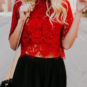Space 46 - Red Lace Crop Top